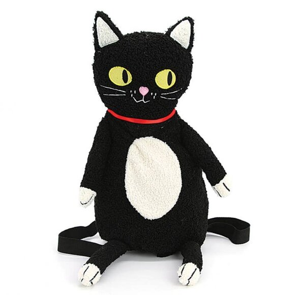 SPOOKYVILLE CRITTERS Furry Black Cat Plush Backpack - Picture 1 of 4